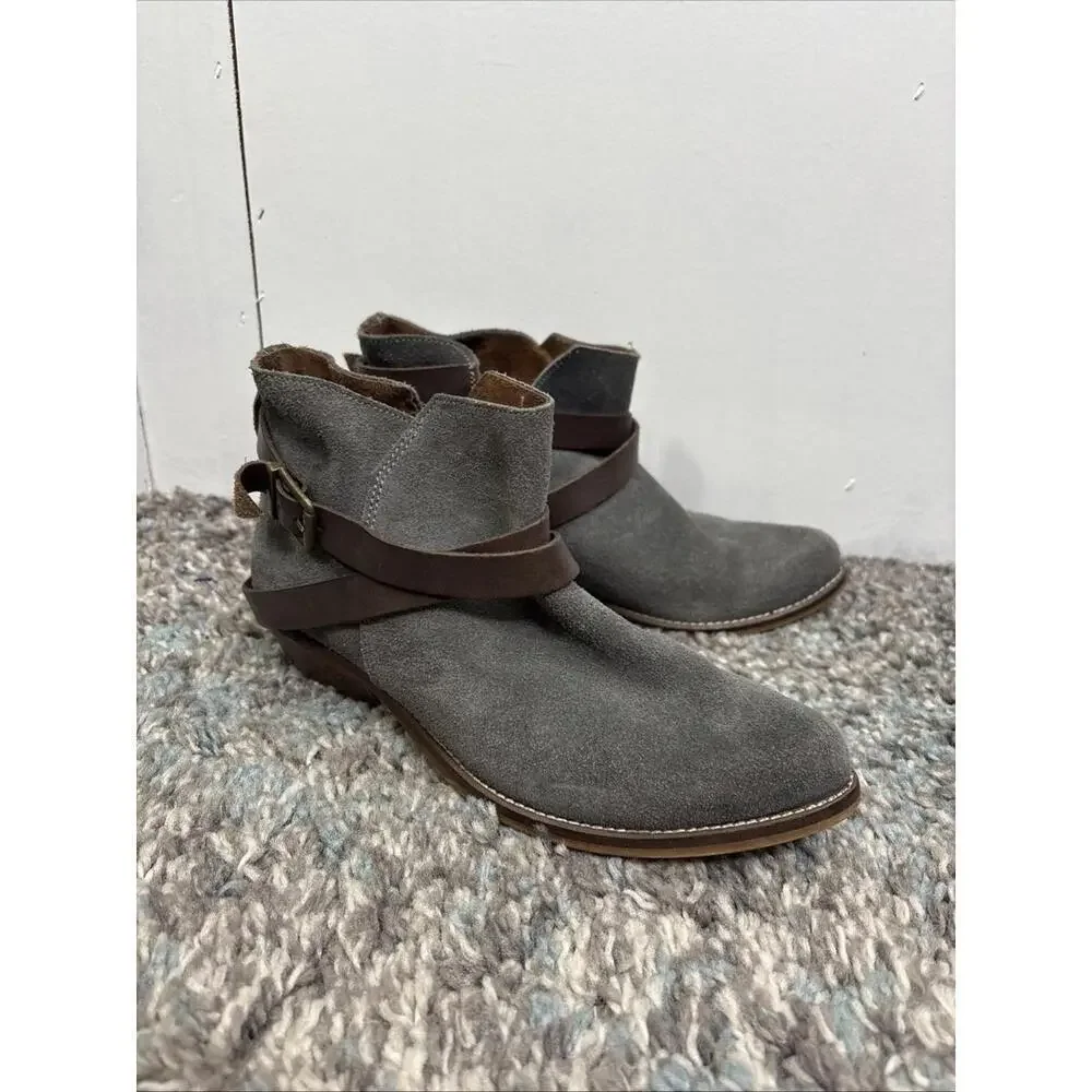Sixtyseven Boots Womens 36 6 Anthropologie Boho Ankle Side Zip Buckles Leather